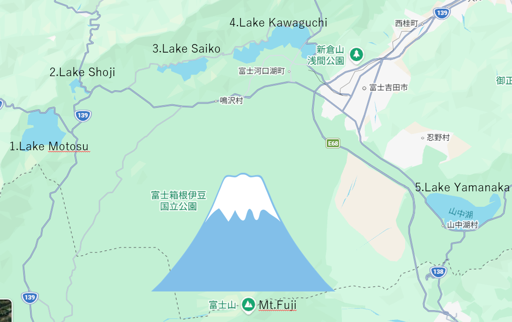 fujigoko area maps fuji five lakes