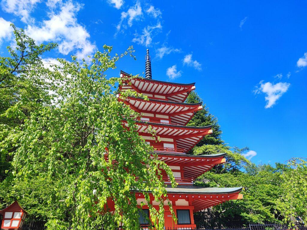 greenery and chureito pagoda in may, private tour in fujiyoshida