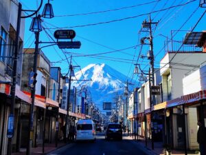 Honcho street fujiyoshida mt.fuji, retro street, mt.fuji view