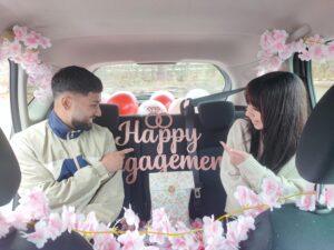 guests from canada, happy engagement, private tour, japan